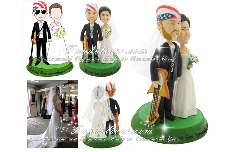Guitar Player Wedding Cake Toppers